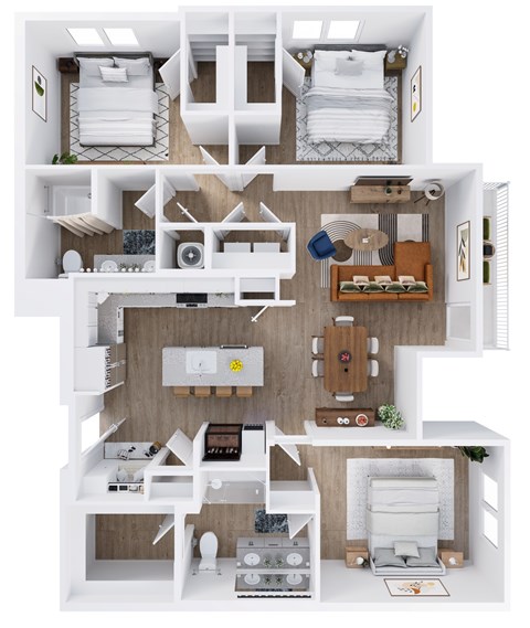 View at Manor Crossing New Apartments in Manor, Texas Three Bedroom Floor Plan